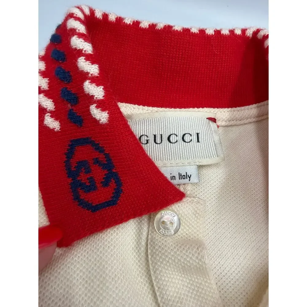 Gucci collared knit cotton baby romper 9/12 m